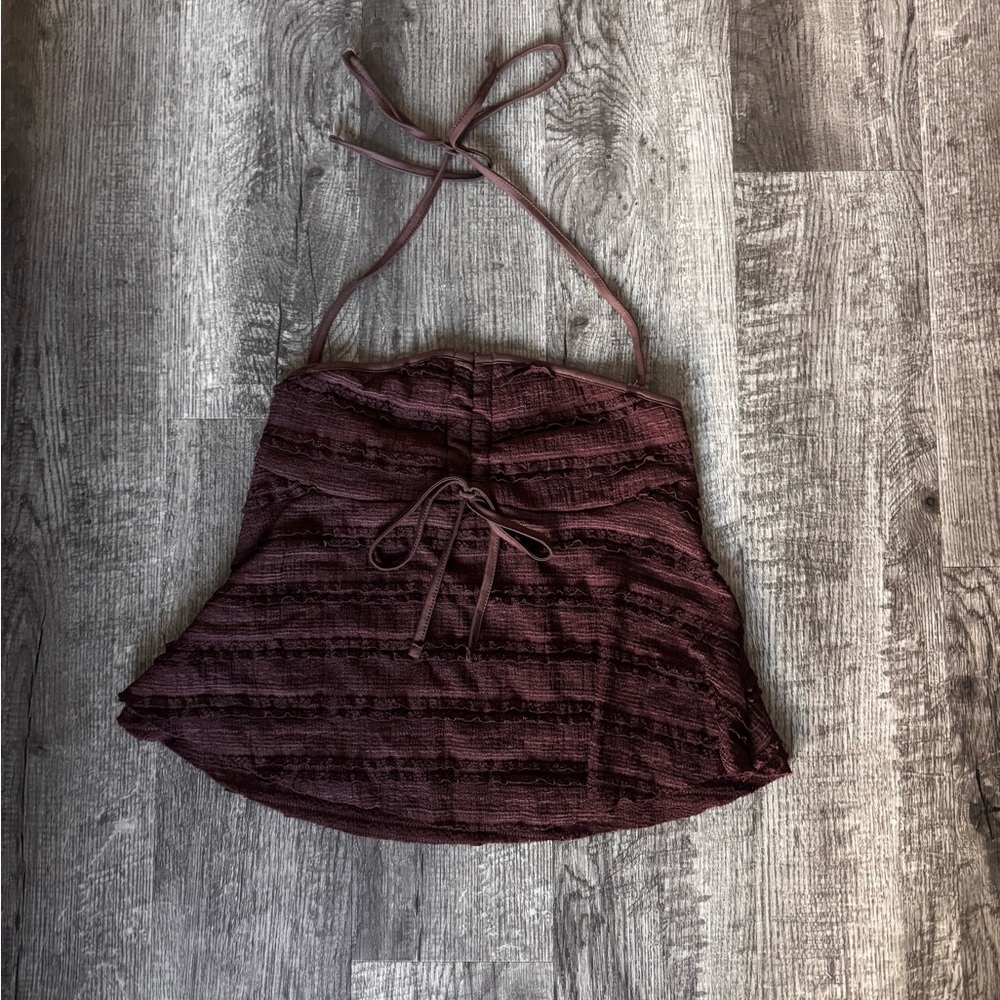 Reddish-Brown Halter Babydoll top